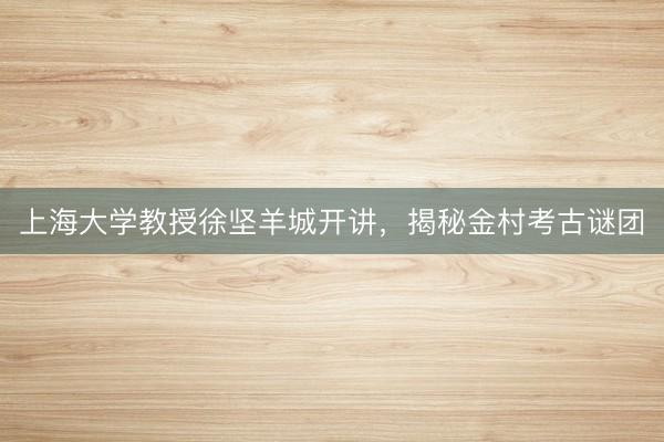 上海大学教授徐坚羊城开讲，揭秘金村考古谜团