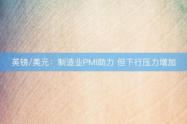 英镑/美元：制造业PMI助力 但下行压力增加