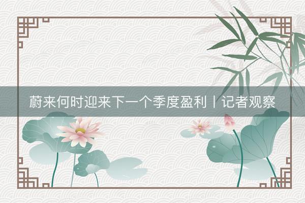 蔚来何时迎来下一个季度盈利丨记者观察