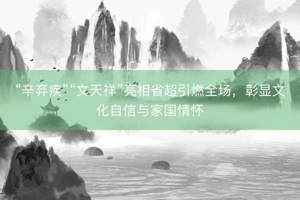 “辛弃疾”“文天祥”亮相省超引燃全场，彰显文化自信与家国情怀