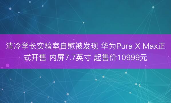 清冷学长实验室自慰被发现 华为Pura X Max正式开售 内屏7.7英寸 起售价10999元