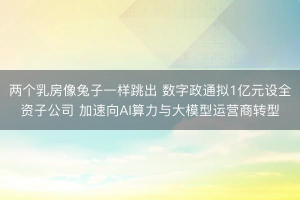 两个乳房像兔子一样跳出 数字政通拟1亿元设全资子公司 加速向AI算力与大模型运营商转型