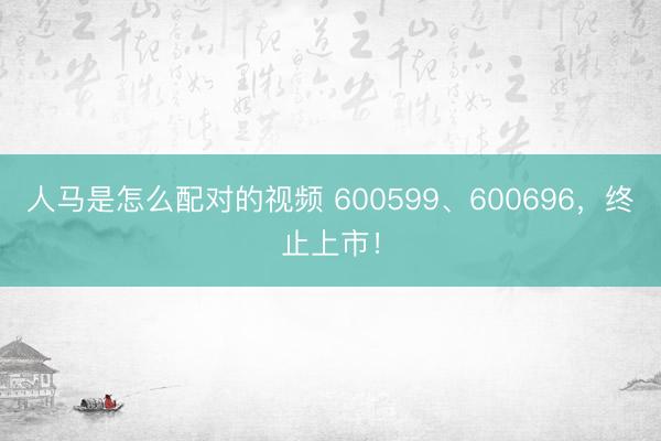 人马是怎么配对的视频 600599、600696，终止上市！