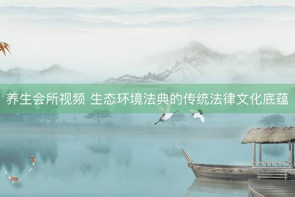 养生会所视频 生态环境法典的传统法律文化底蕴