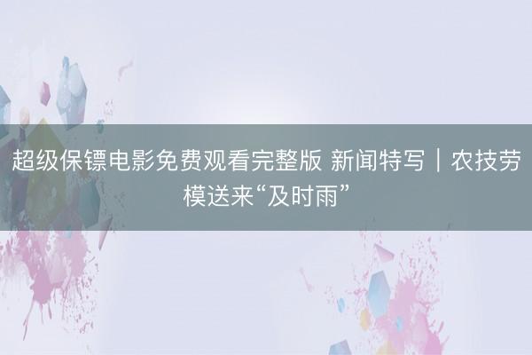 超级保镖电影免费观看完整版 新闻特写｜农技劳模送来“及时雨”