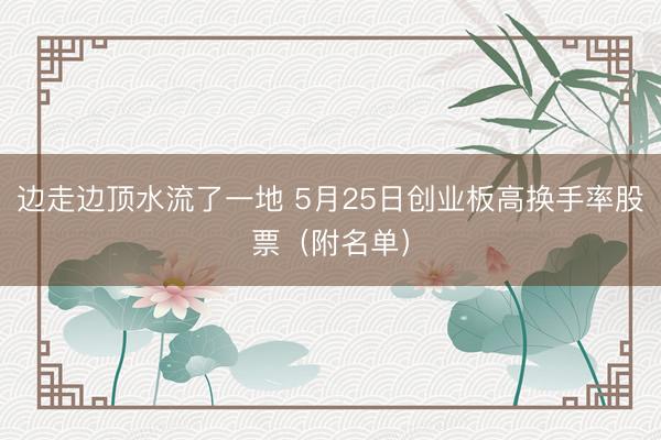 边走边顶水流了一地 5月25日创业板高换手率股票（附名单）