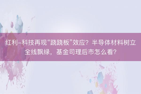 红利-科技再现“跷跷板”效应？半导体材料树立全线飘绿，基金司理后市怎么看？