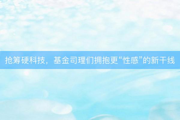 抢筹硬科技,基金司理们拥抱更“性感”的新干线
