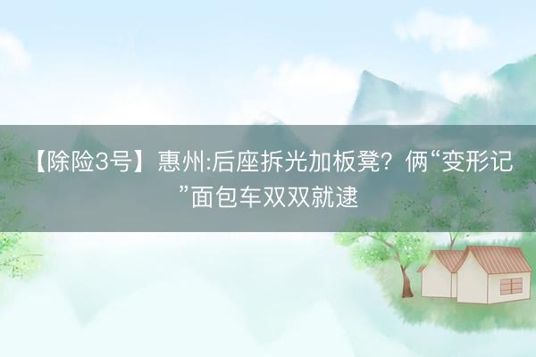 【除险3号】惠州:后座拆光加板凳？俩“变形记”面包车双双就逮