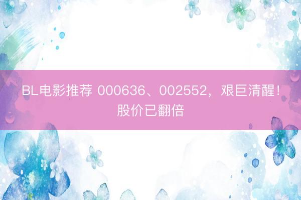 BL电影推荐 000636、002552，艰巨清醒！股价已翻倍