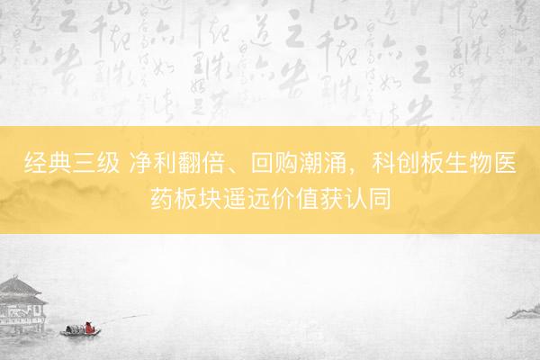 经典三级 净利翻倍、回购潮涌,科创板生物医药板块遥远价值获认同