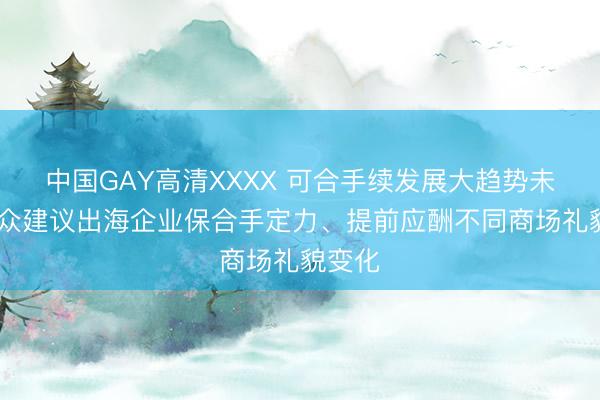 中国GAY高清XXXX 可合手续发展大趋势未变 民众建议出海企业保合手定力、提前应酬不同商场礼貌变化