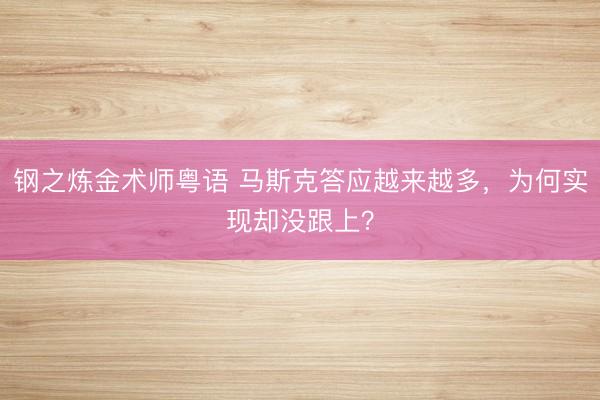 钢之炼金术师粤语 马斯克答应越来越多，为何实现却没跟上？