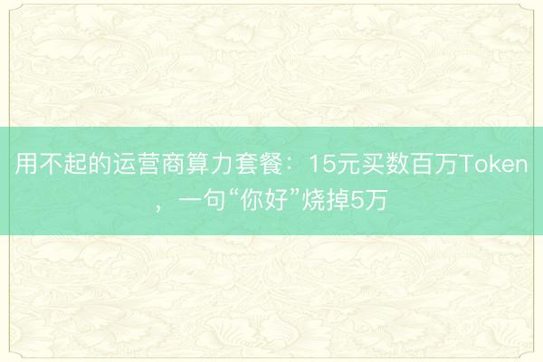 用不起的运营商算力套餐：15元买数百万Token，一句“你好”烧掉5万