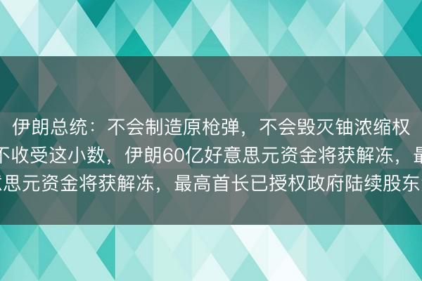伊朗总统：不会制造原枪弹，不会毁灭铀浓缩权力，好意思国也不得不收受这小数，伊朗60亿好意思元资金将获解冻，最高首长已授权政府陆续股东洽商