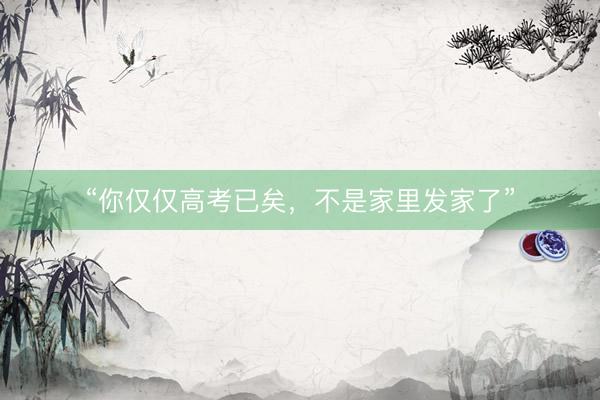 “你仅仅高考已矣，不是家里发家了”